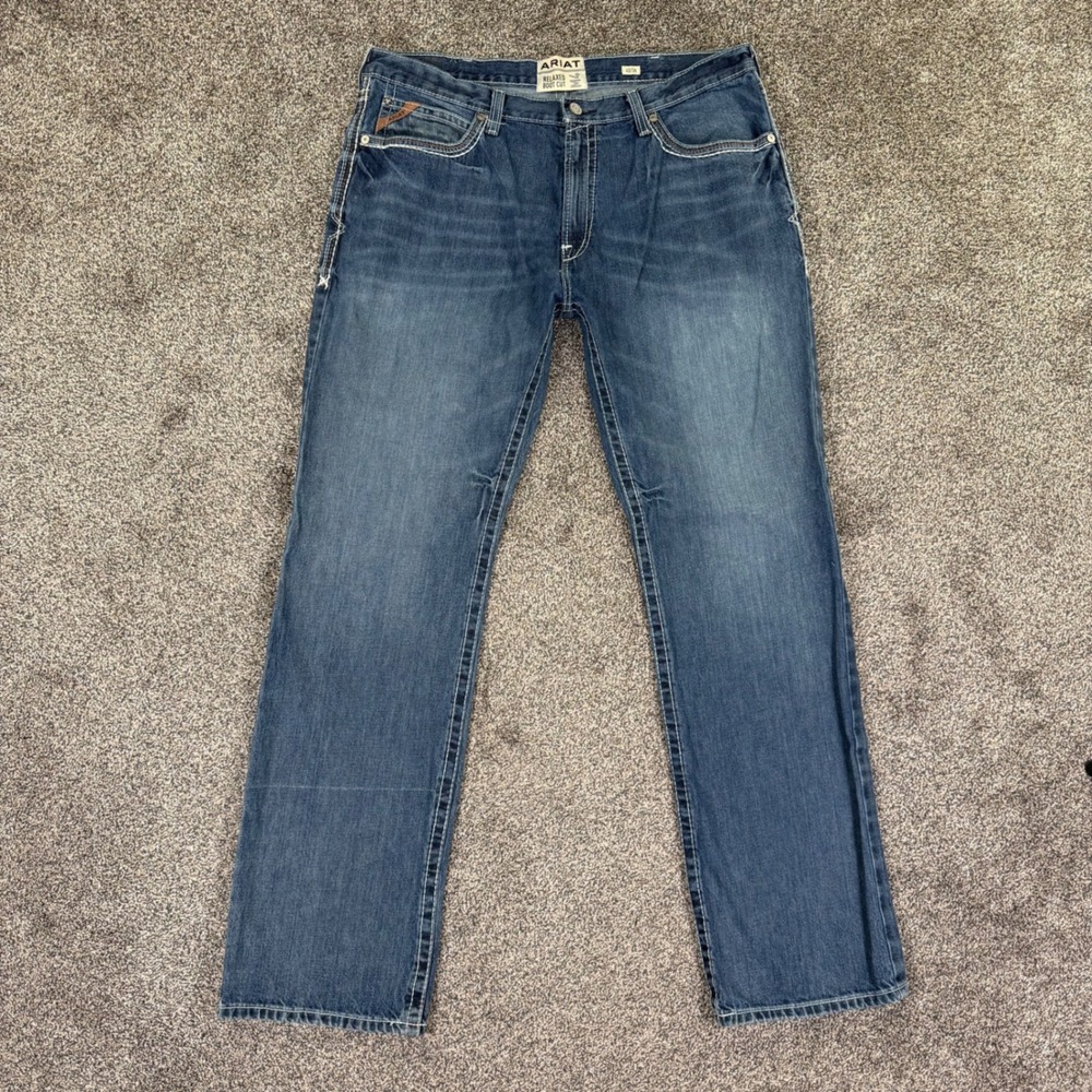 Ariat M4 Coltrane Relaxed Boot Cut Jeans Mens 40x36 Durango Blue Denim Western